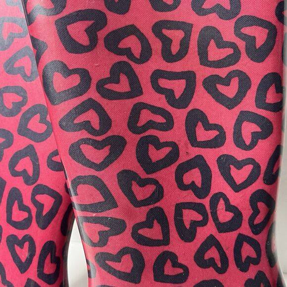 MARC JACOBS Heart Print Pink Rubber Heeled Rain Boots Womens Size 5.5 ITALY MADE - Picture 5 of 9